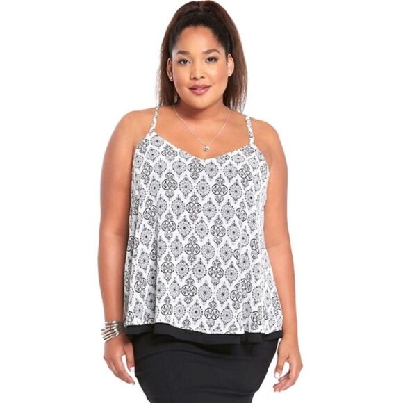 Torrid Medallion Chiffon Layered Tank Top Sz 3/3X - Picture 1 of 7